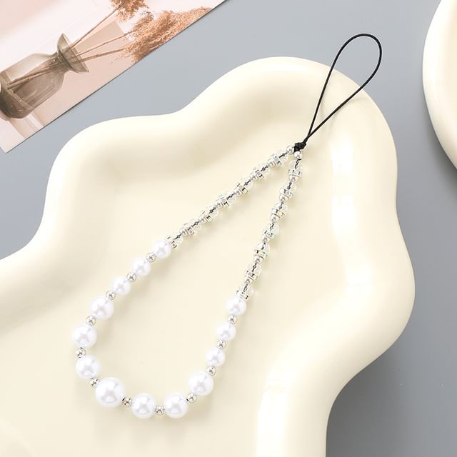 Faux Pearl Rhinestone Strap Phone