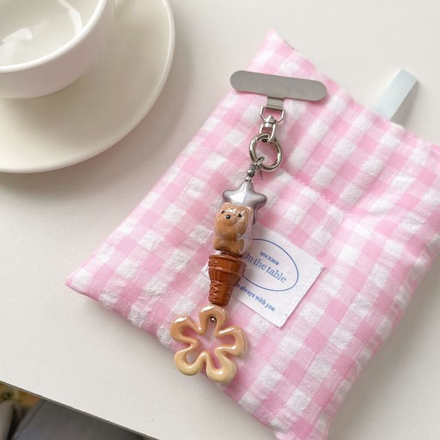 Floral Pad Cream (Various Ice Phone Lanyard with Designs) Charm