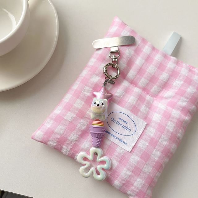 Floral Pad Cream (Various Ice Phone Lanyard with Designs) Charm
