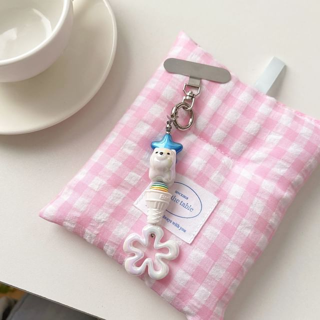 Floral Pad Cream (Various Ice Phone Lanyard with Designs) Charm