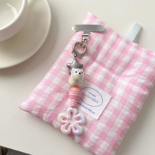 Floral Pad Cream (Various Ice Phone Lanyard with Designs) Charm