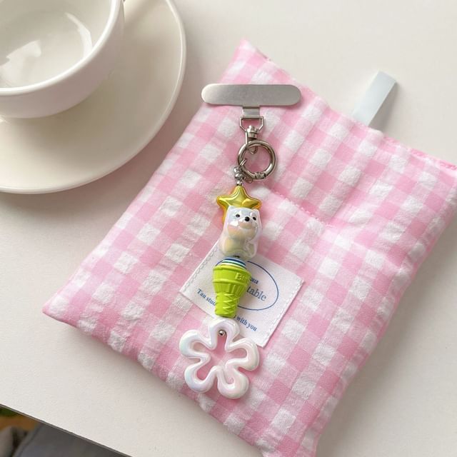 Floral Pad Cream (Various Ice Phone Lanyard with Designs) Charm