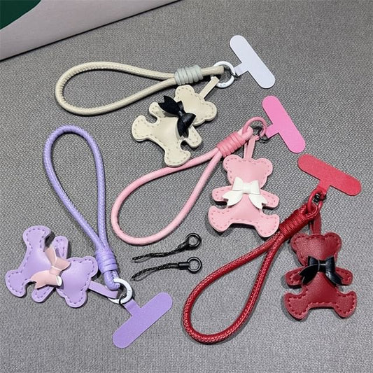Strap with Phone Lanyard Bear and Pad Leather Faux