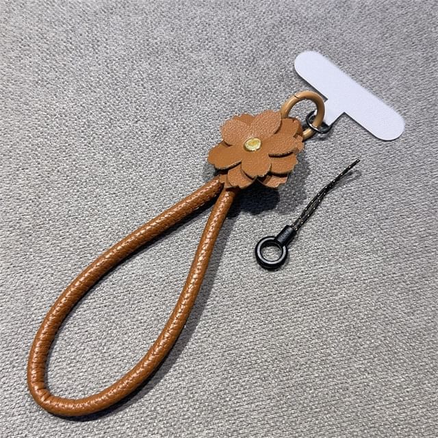 Phone Floral Faux with Lanyard Pad Strap and Leather