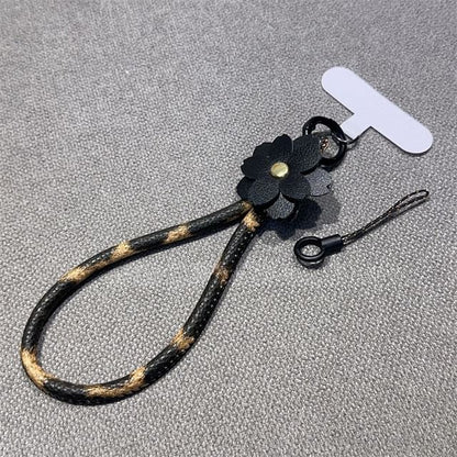Phone Floral Faux with Lanyard Pad Strap and Leather