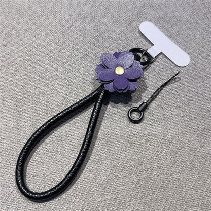 Phone Floral Faux with Lanyard Pad Strap and Leather