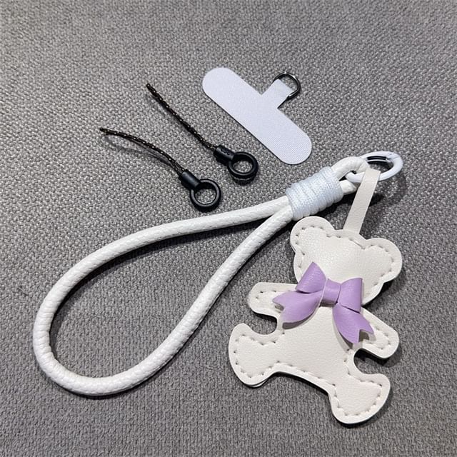 Strap with Phone Lanyard Bear and Pad Leather Faux