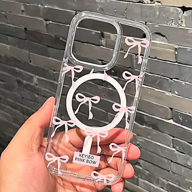 Phone Bow with Transparent (Compatible Magnetic MagSafe) Case