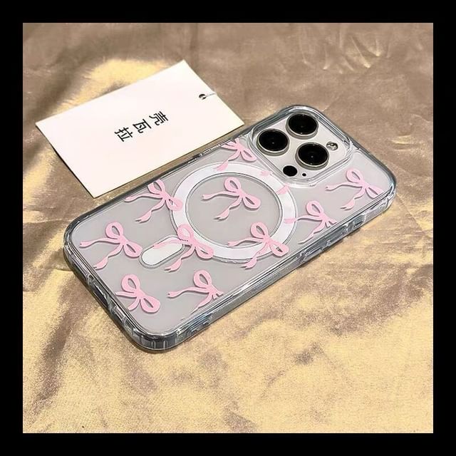 Phone Bow with Transparent (Compatible Magnetic MagSafe) Case