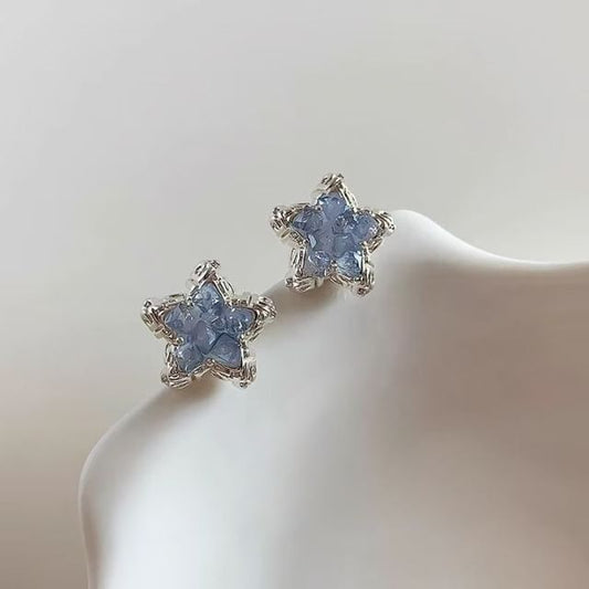 Faux Stud Alloy Crystal Star Earring