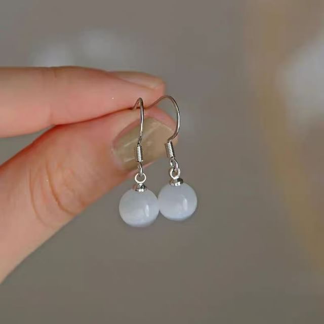 Bead Alloy Eye Cat Earring Dangle Faux Stone