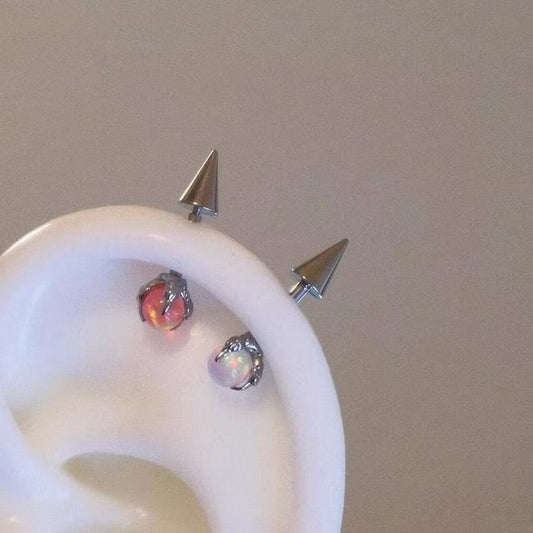 Faux Gemstone Earring Through Claw Alloy