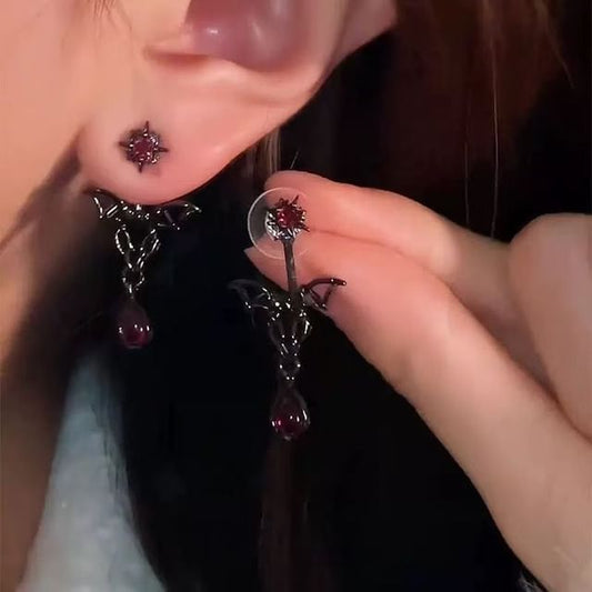 Earring Dangle Bat Rhinestone Alloy