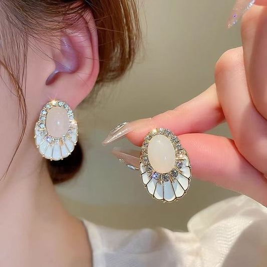 Statement Glaze Alloy Faux Earring Rhinestone Gemstone