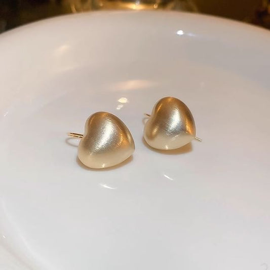 Brushed Earring Alloy Heart Drop