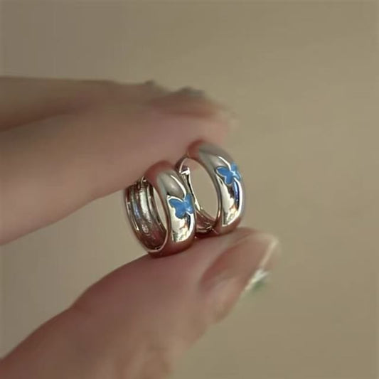 Earring Alloy Huggie Glaze Butterfly