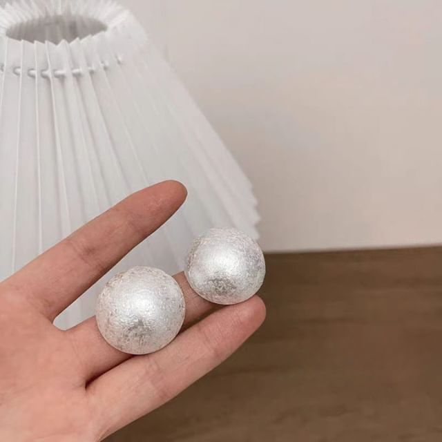 Earring Bead Brushed Alloy Stud