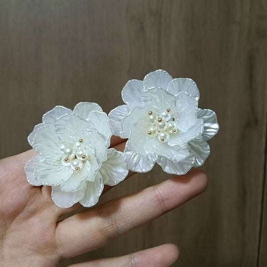Earring Statement Floral Faux Alloy Pearl