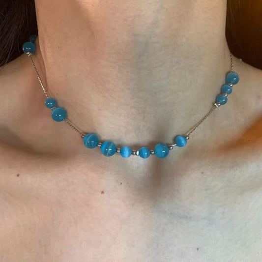 Faux Gemstone Bead Alloy Choker