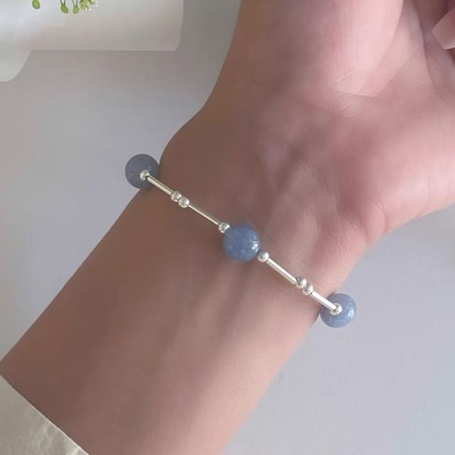 Sterling Beaded Bracelet Silver Gemstone