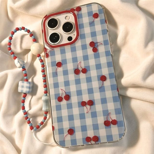 Print Strap Cherry / Set Beaded Case iPhone