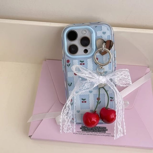 Set iPhone Floral Print Case Charm /