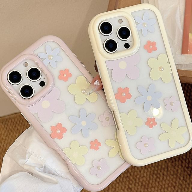 Print Pearl Set: iPhone Floral + Case Faux Sticker