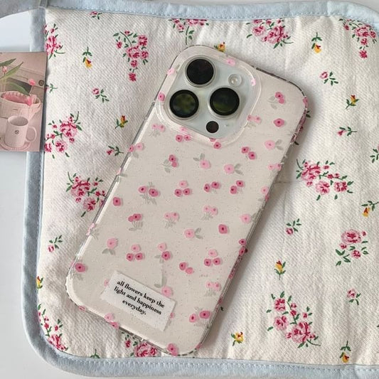 iPhone Set / Case Strap Floral Print Beaded