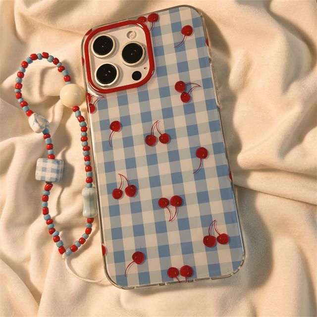 Print Strap Cherry / Set Beaded Case iPhone