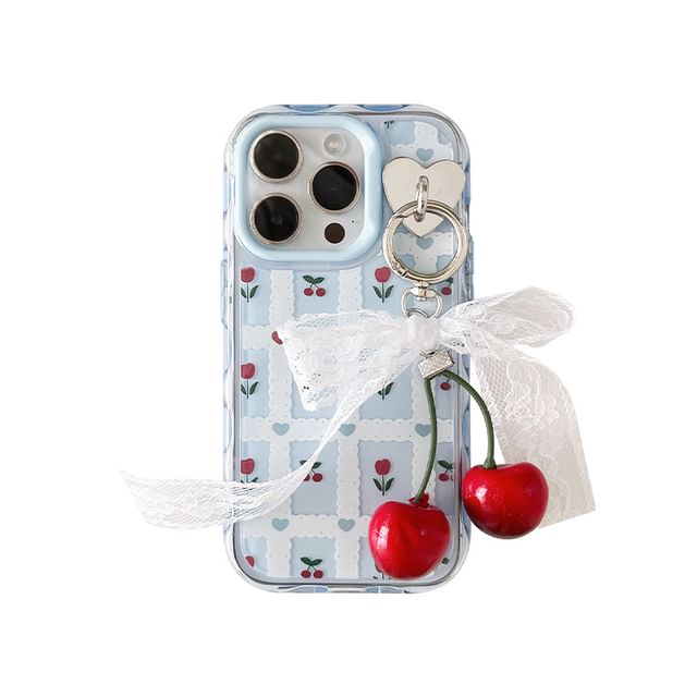 Set iPhone Floral Print Case Charm /