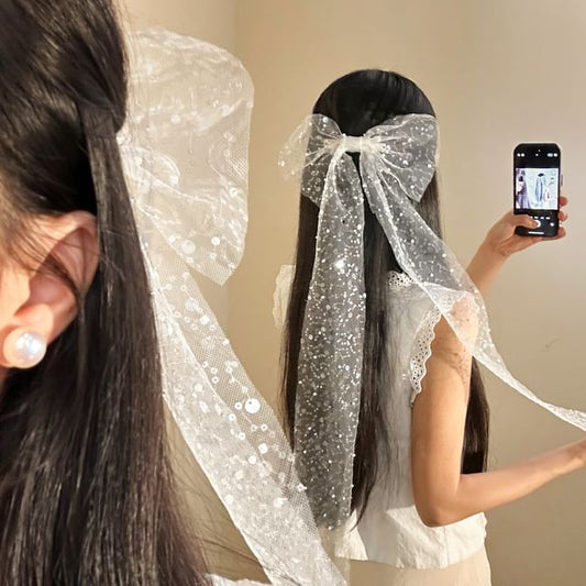 Bow Clip Lace Hair Sequined