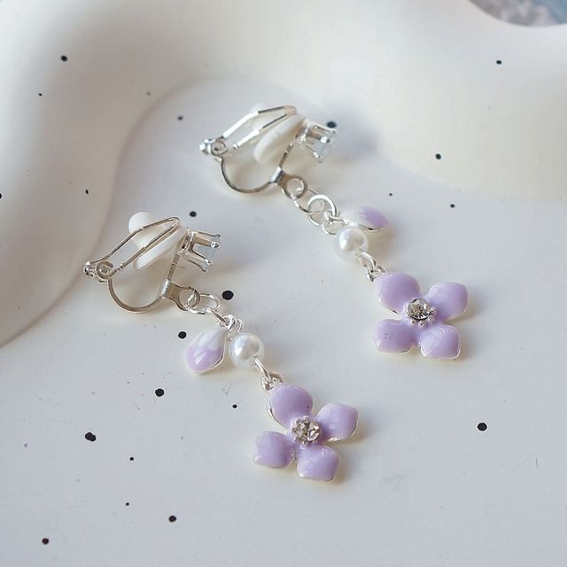 Dangle / Clip Earring On Floral