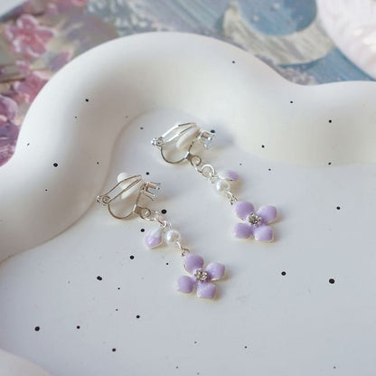 Dangle / Clip Earring On Floral