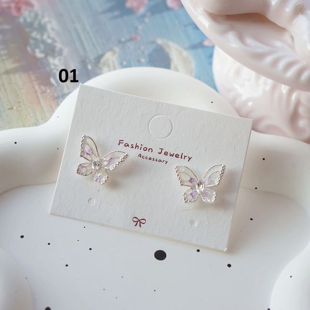 Butterfly Dangle Clip On Earring /