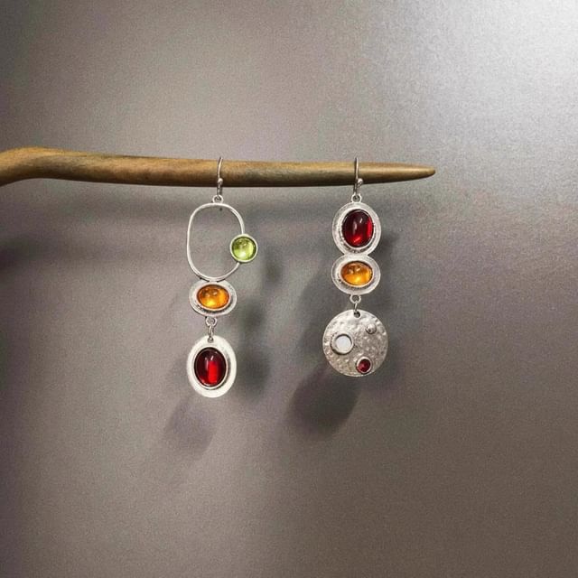 Earring Dangle Gemstone Asymmetrical