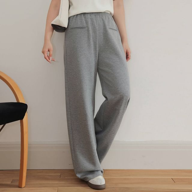 High Waist Plain Wide Leg Sweatpants