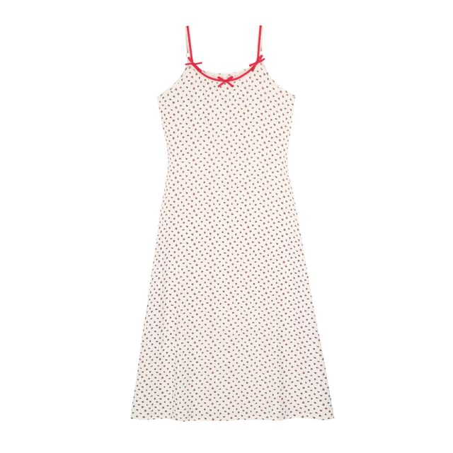 Spaghetti Strap Floral Print Maxi Dress / Plain Crop Cardigan