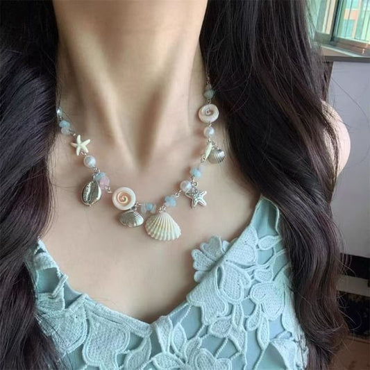 Necklace Faux Shell Starfish Pearl