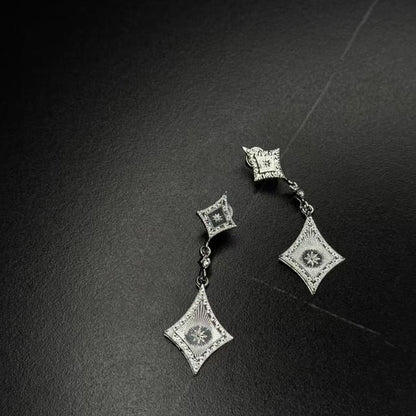 Clip-On Earring Rhinestone Rhombus Drop
