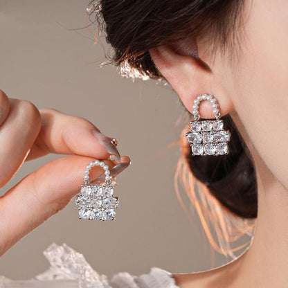 Handbag Drop Pearl Rhinestone Faux Earring