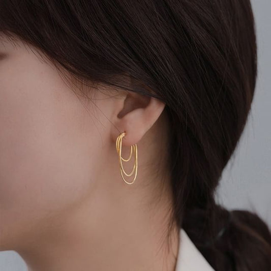 Hoop Sterling Earring Layered 925 Silver
