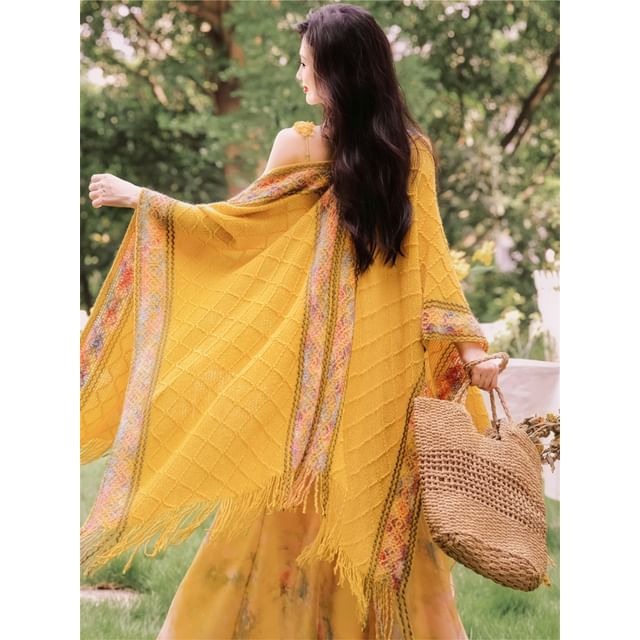 Sleeveless Floral Print Asymmetrical Dress / Shawl / Set