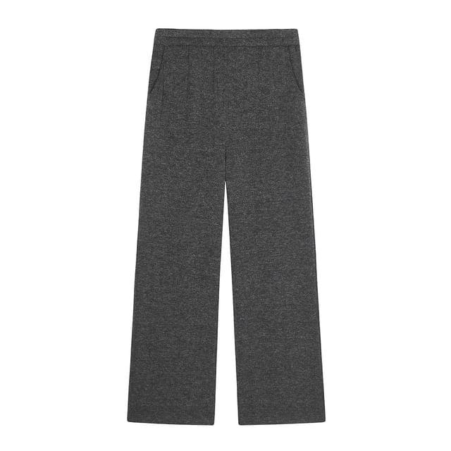 Elastic Waist Melange Wide Leg Pants