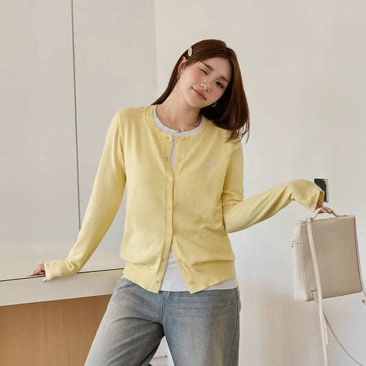 Long Sleeve Crew Neck Mock Two Piece Button Knit Top