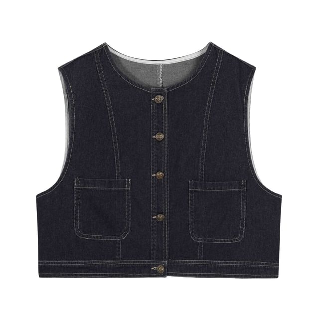 Long Sleeve Tie Neck Floral Print Midi A-Line Dress / Round Neck Unwashed Button Denim Jacket