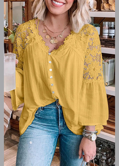 T Neck Sleeve Yellow Shirts V Bracelet