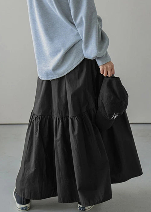 Jupe verte élastique de l'armée, taille élastique, coton, ample et froissée 