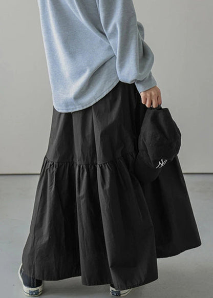 Jupe verte élastique de l'armée, taille élastique, coton, ample et froissée 
