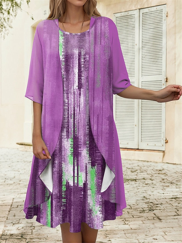 Women's Graduation Dress Midi Dress Two Piece Dress Set