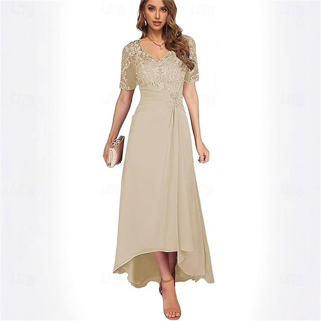 Bride Neck V the Dress Elegant Simple A-Line of Mother